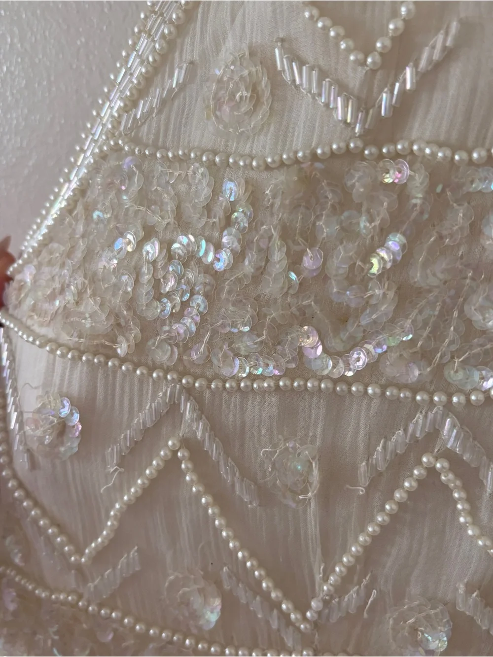 Vintage Ivory Beaded & Sequin Formal Dress - Picture 5 of 13